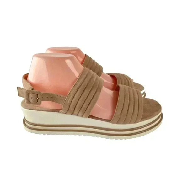 Luca Grossi Womens Sandals Beige Suede Open Toe Slingback Buckle Size 40 - Picture 2 of 10